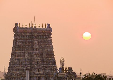 In Madurai besuchen Sie den imposanten Sri Meenakshi Sundareswarar Tempel