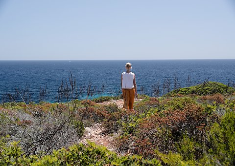 Der kleine Weg entlang unberührter Natur führt hinunter an die Küste Mallorcas