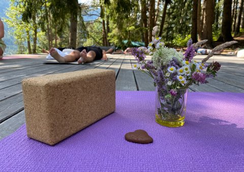 Die Ruhe der Natur unterstützt das Shavasana